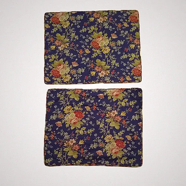 Chaps Ralph Lauren CAPE COD Pair Standard Pillow Shams Blue Floral w Plaid Trim