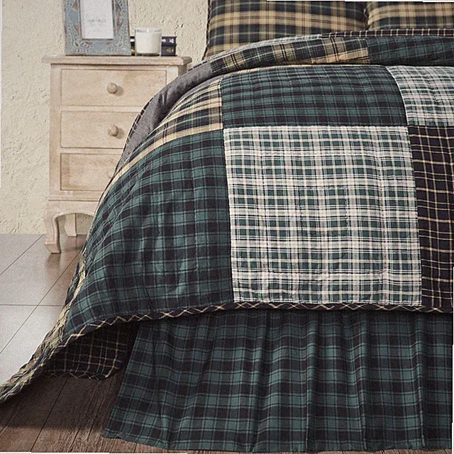 Farmhouse Twin Bed Skirt Green Gathered Pine Grove Bedroom Decor VHC Brands