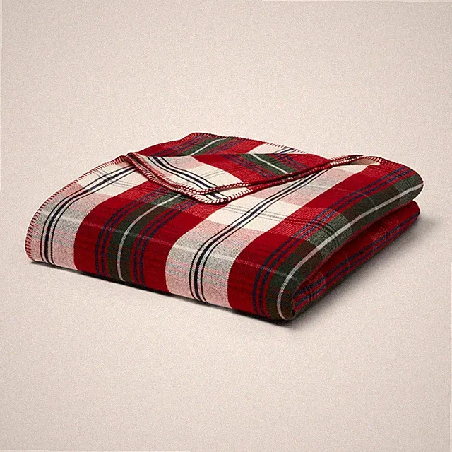 Full/Queen Brushed Cotton Blanket Red Plaid - Threshold