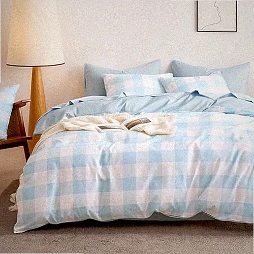 Gingham Comforter Set, Plaid Buffalo Check Twin/Twin XL Light Blue White