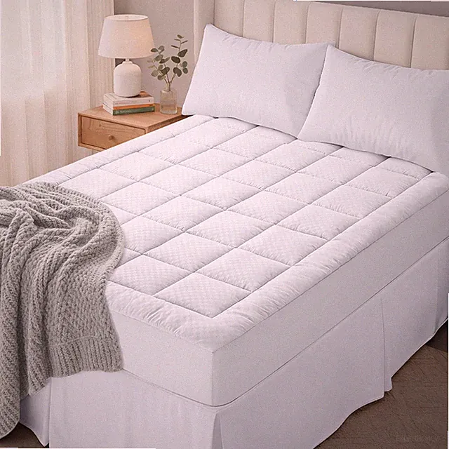 Mattress Pad Full Quilted Cooling Pillow Top Deep Pocket White