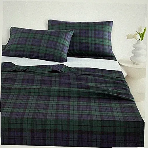 Plaid Bed Sheets, 4-Piece Sheet Set, Scottish Tartan Full Dark Green