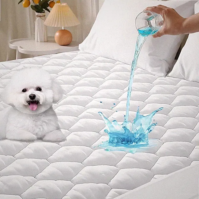 Queen Size Waterproof Mattress Pad Cover, Cooling Quilted Fabric, White