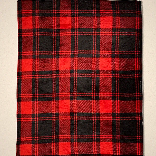 Red & Black Plaid Blanket Soft Plush Blanket Cozy Warm Plaid Blanket 50x60in