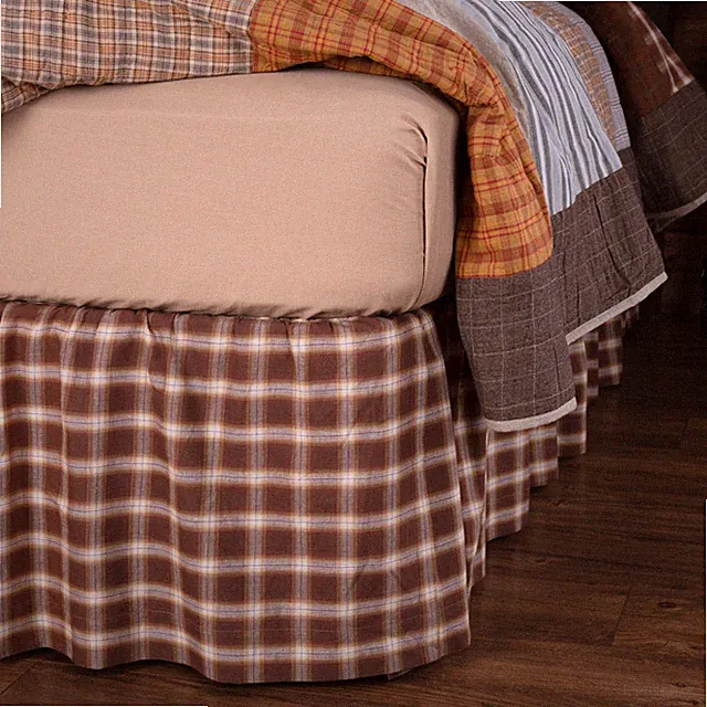 Rustic Queen Bed Skirt Brown Gathered Rory Cotton Split Bedroom Decor VHC Brands