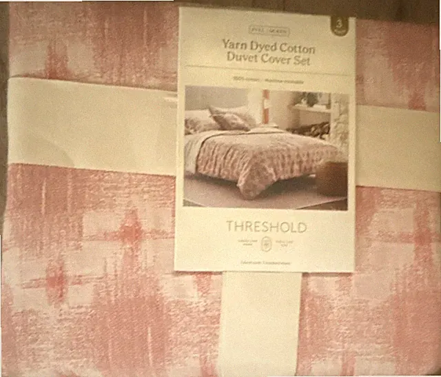 Threshold 100% Cotton Yarn Dyed Plaid Duvet Cover Set Full/Queen 3-Piece