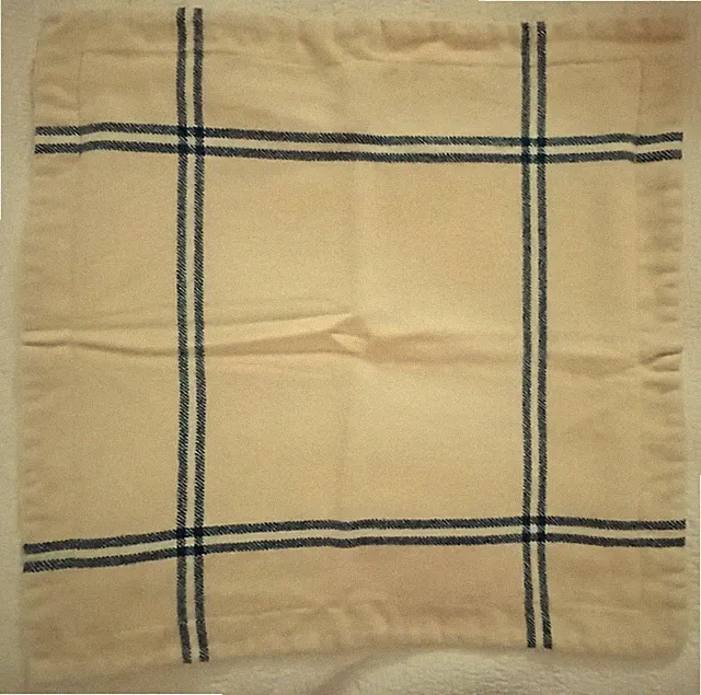 Vintage Ralph Lauren Newburgh Plaid Wool Euro Pillow Sham Cream Blue Navy